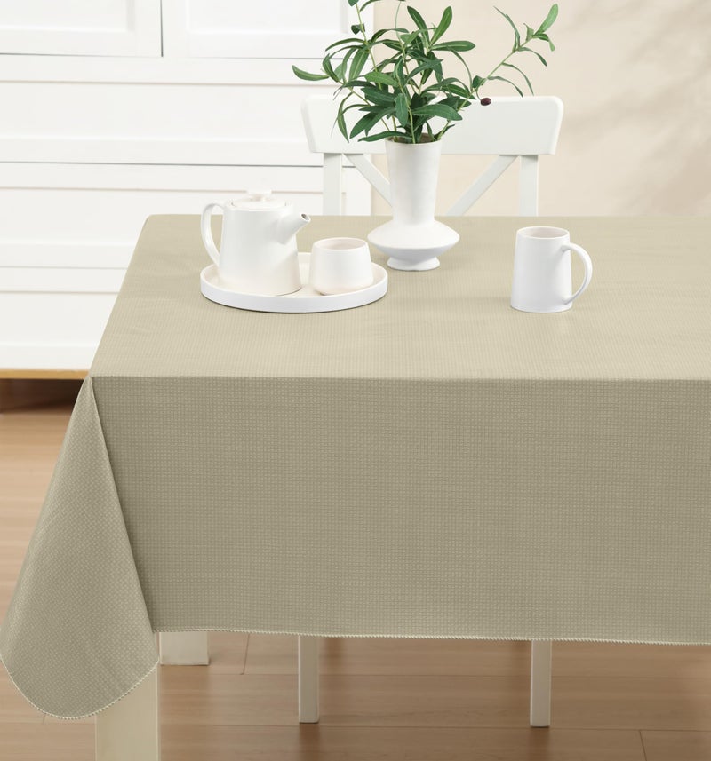 Newbridge Basketweave Vinyl Flannel Backed Tablecloth, 52 x 52 Inch Square, Natural, Basket Weave Textured Indoor Outdoor Waterproof Table Cover for Patio, Kitchen, Dining - Image 5